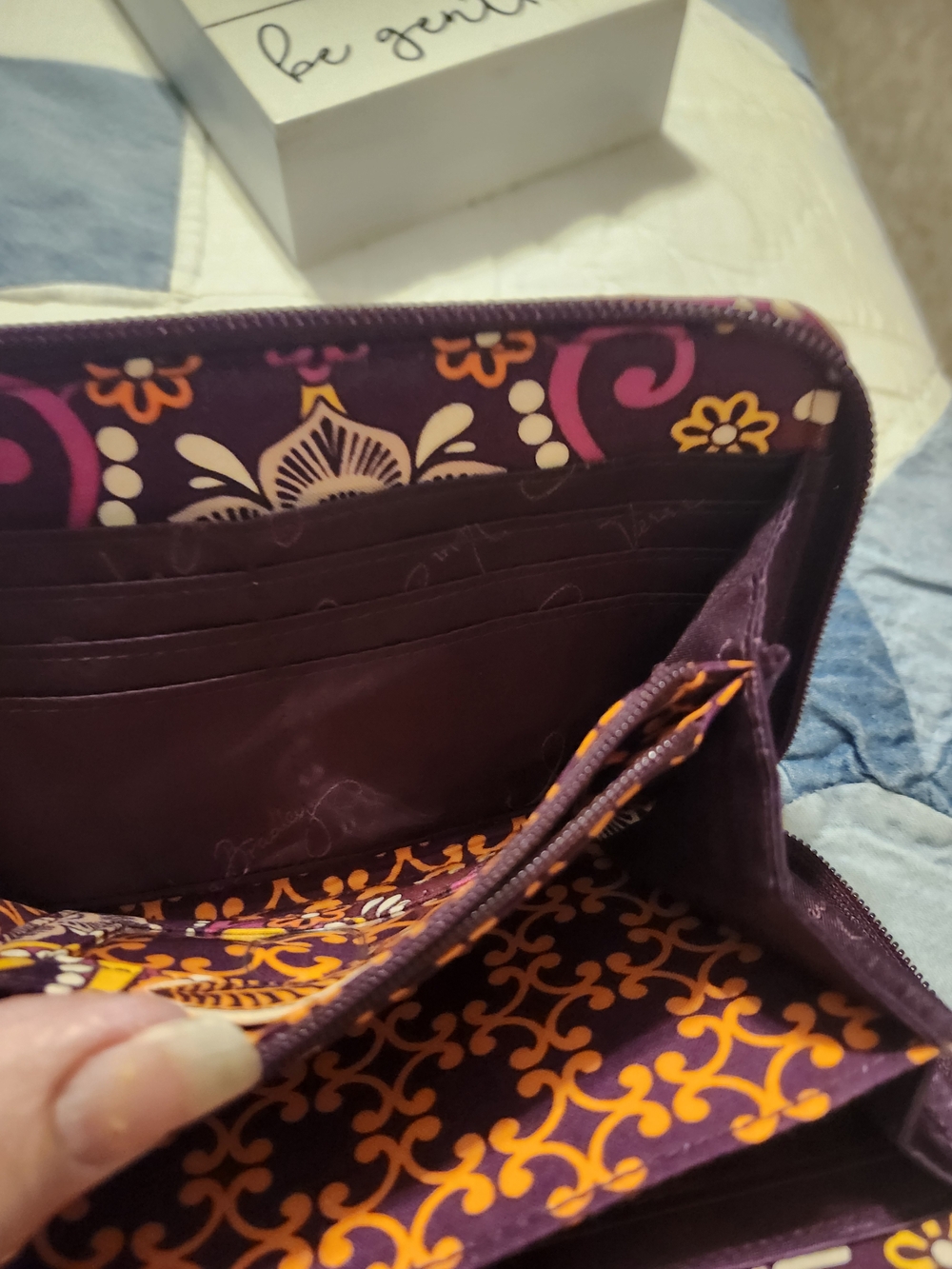 Vera Bradley Purple Floral Quilted Wallet with Yellow & Pink Accents - Picture 2 of 6